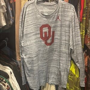 Nike Gray Long Sleeve Tee with Red Logo